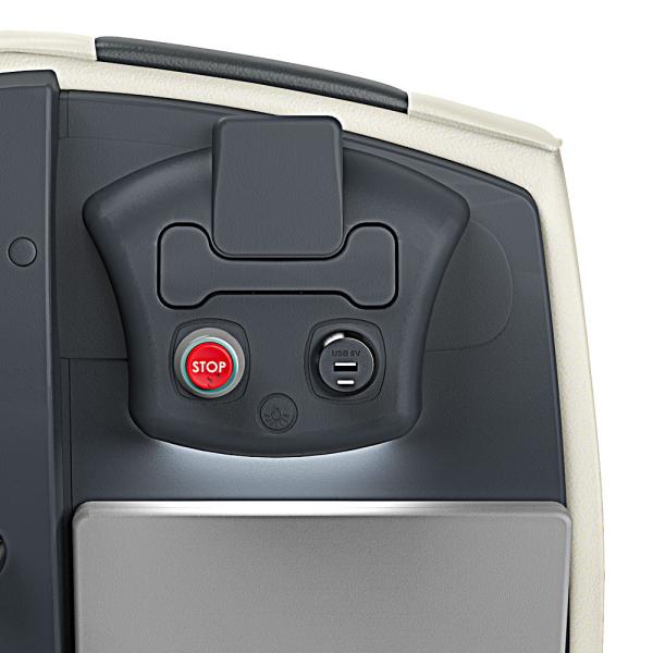 Console con usb, pulsante di fermata, luce led